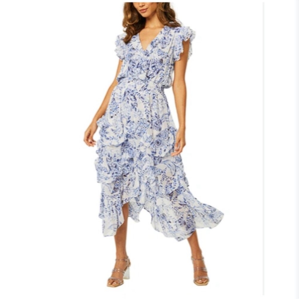 Misa Los Angeles Blue Floral Maxi Dress